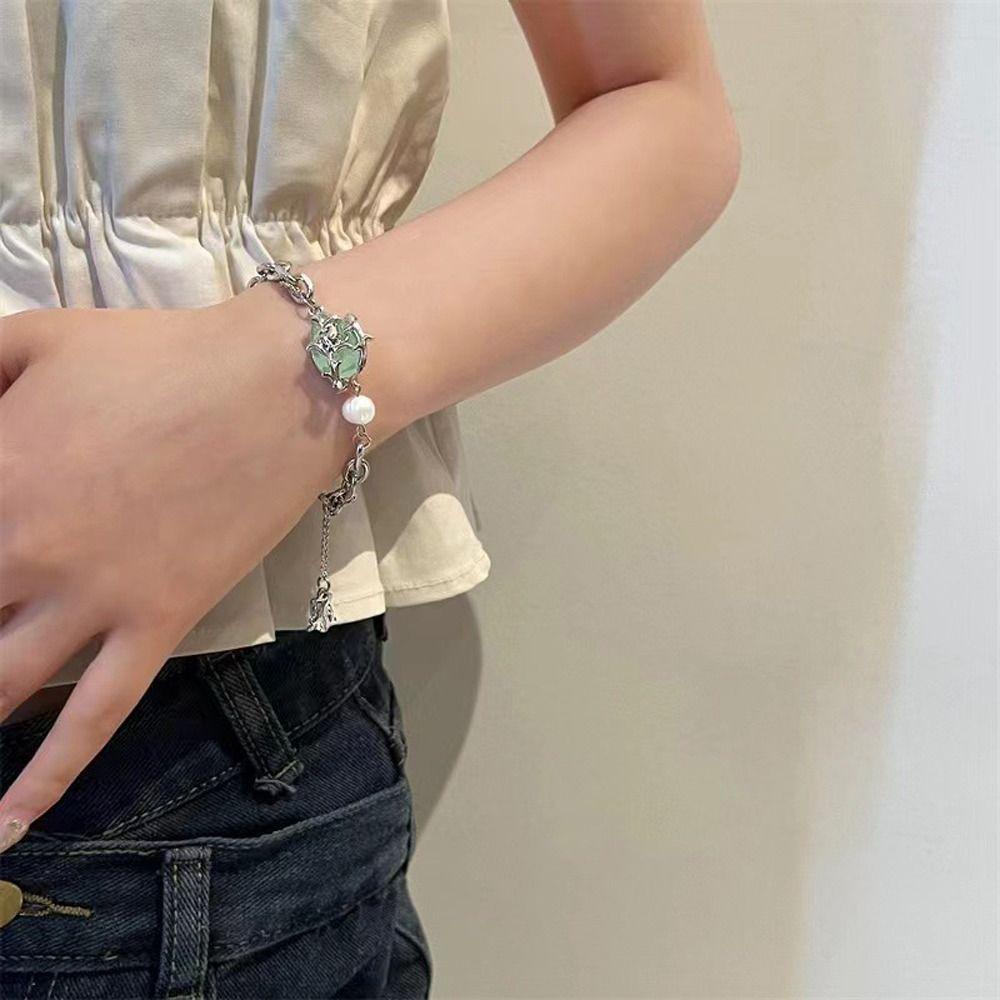 Needway Wanita Rumbai Kalung Manis Kepribadian Keren Mutiara Fashion Perhiasan Alloy Titanium Steel Gadis Gelang Untuk Hadiah Gadis