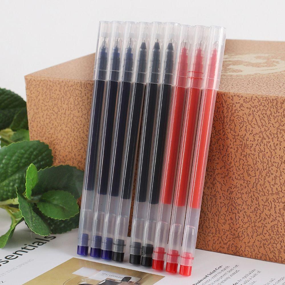 Populer 10PCS Gel Pen Alat Tulis Hadiah Siswa Ujung Jarum Hitam/Biru/Merah Tinta 0.5mm Pena Netral Sederhana Untuk Kantor Sekolah