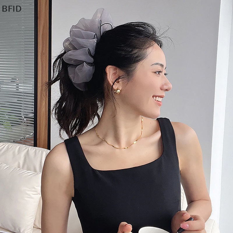 [BFID] Wanita Retro Hitam Ikatan Simpul Grip Klip Ponytail Kepang Elegan Klip Rambut Mesh Hair Claw Clip Fashion Hiasan Kepala Aksesoris Rambut [ID]