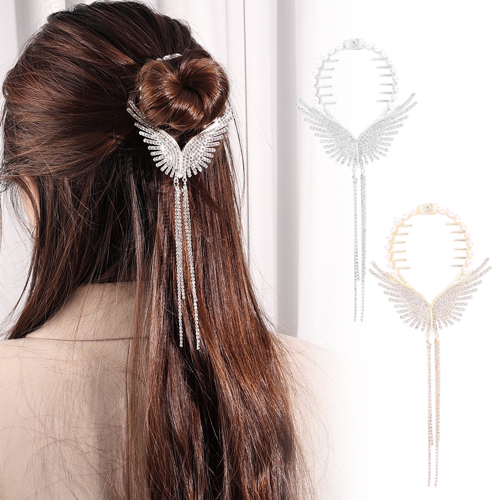 Korea INS Gaya Sederhana Gadis Wanita Aksesoris Rambut Mutiara Kristal Vintage Populer Kupu-Kupu Rumbai Jepit Rambut Hair Clip Headwear Hair Pins Ponytail Holder Elegan