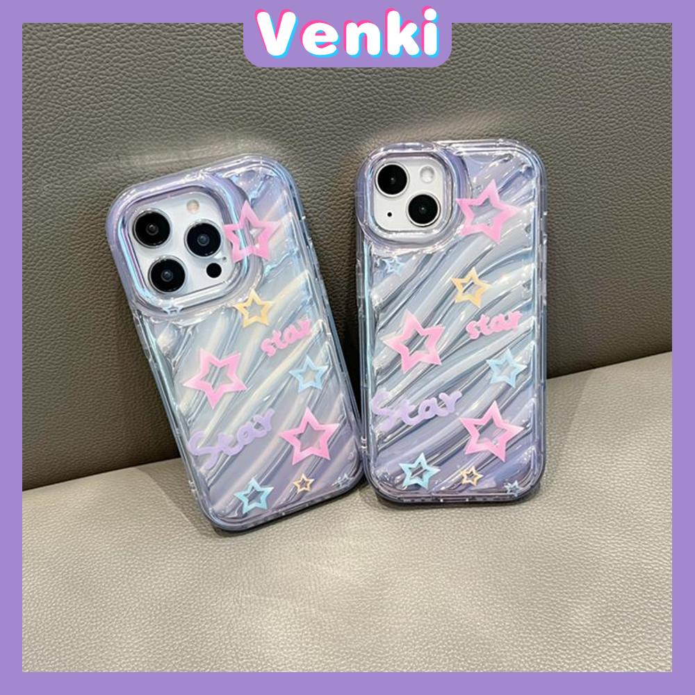 VENKI - Untuk iPhone 11 iPhone Case Laser Reflektif Bening Phone Case TPU Lembut Shockproof Airbag Phone Case Bintang Romantis Kompatibel dengan iPhone 14 13 Pro max 12 Pro Max XR XS 7 8