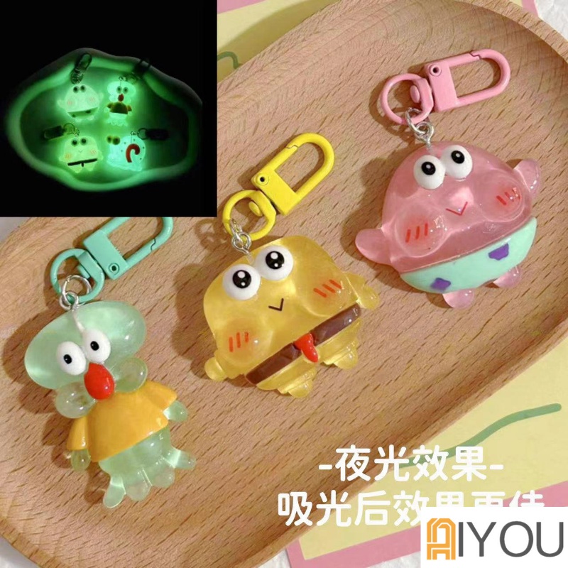 Spongebob Patrick Star Gantungan Kunci Kawaii Anime Kartun Tas Liontin Aksesoris Mobil Key Ring Untuk Wanita Pria Hadiah Mainan Anak