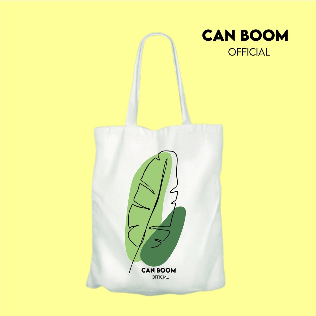 Totebag Green Leaf, Tote Bag Daun Resleting kekinian by Can Boom Official