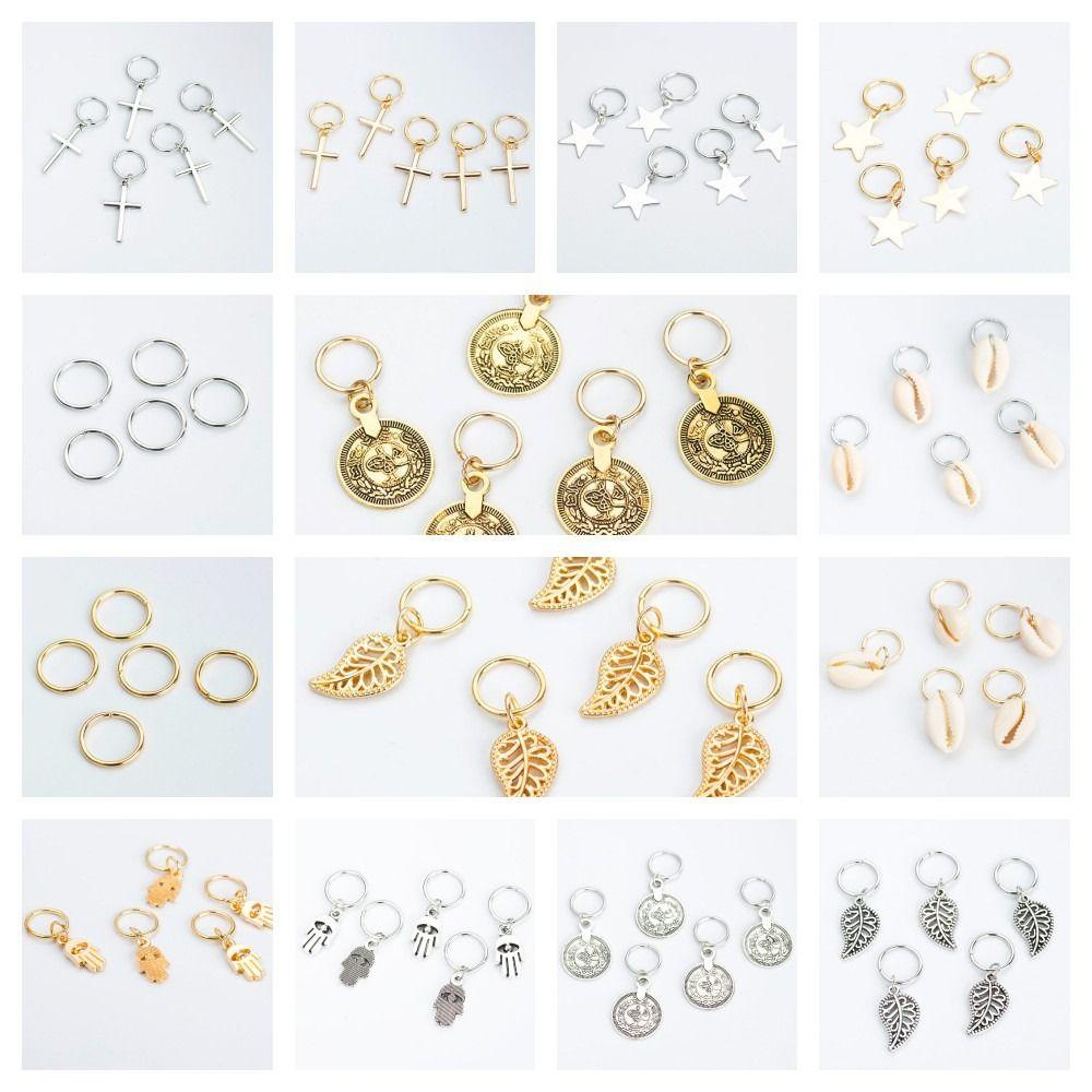 Mxbeauty 5pcs /set Cincin Rambut Hiasan Perhiasan Silver Bintang Gimbal Aksesoris Alat Alloy Manset Rambut Untuk Wanita