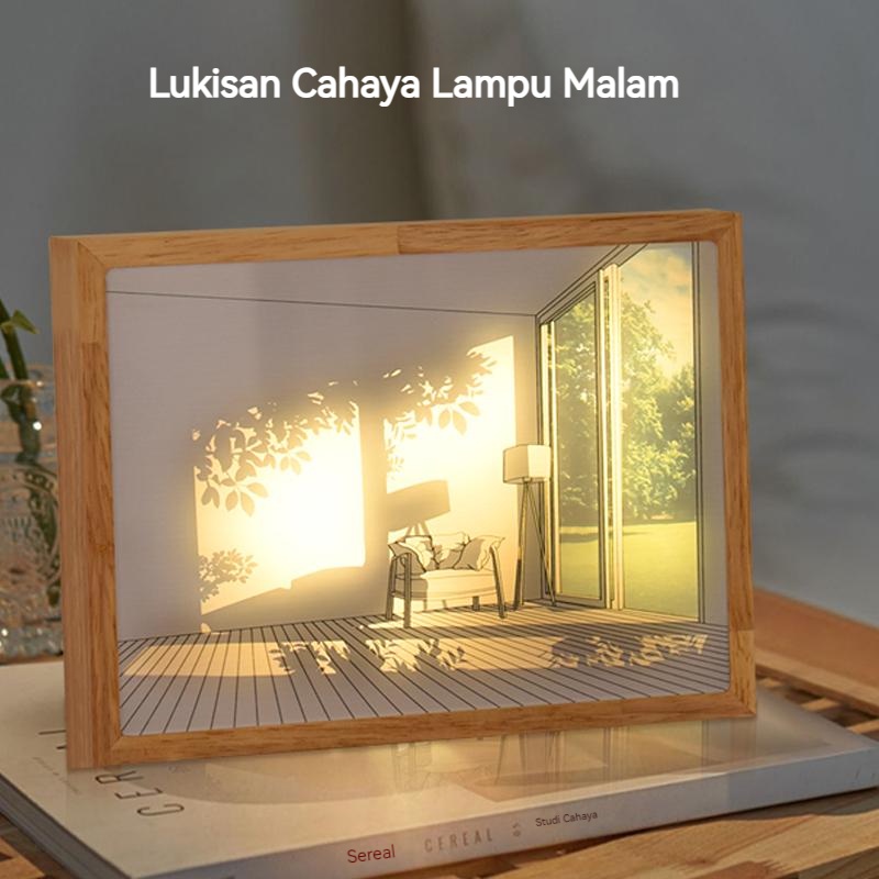 【COD】3 Warna Lukisan Lampu Cahaya Lukisan Kamar Tidur Lukisan Lampu Meja Dekoratif Foto Light Painting Cahaya Lukisan USB Kamar Tidur Ins Lampu Samping Tempat Tidur