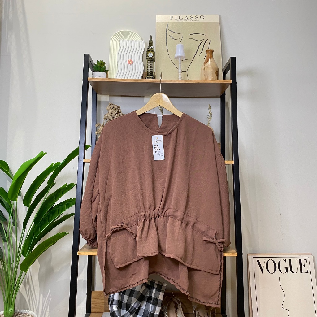 BEFAST - ZEC OOTD WANITA BLOUSE LENA / Jennie Blouse CRINCLE JUMBO / Atasan Wanita Lengan Panjang / Fashion Wanita Remaja Casual / Blouse Wanita Model Terbaru / Outfit Daily Wanita Kerja Terlaris / Pakaian Kekinian Remaja ABG / Blouse Polos Formal