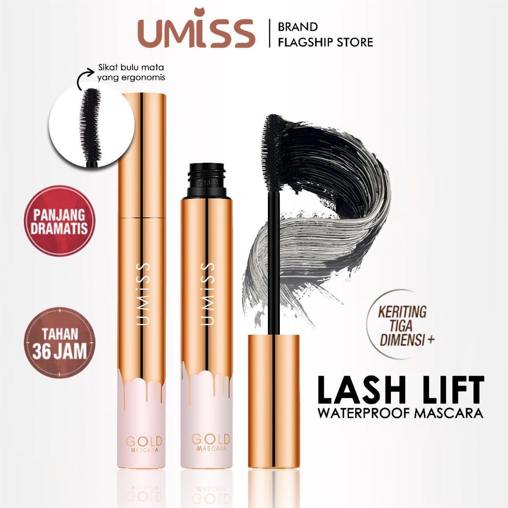 UMISS EYE MAKE UP SET Mascara eyelash Long-lasting lengthening+Eyeshadow pen pearlescen bisa cod