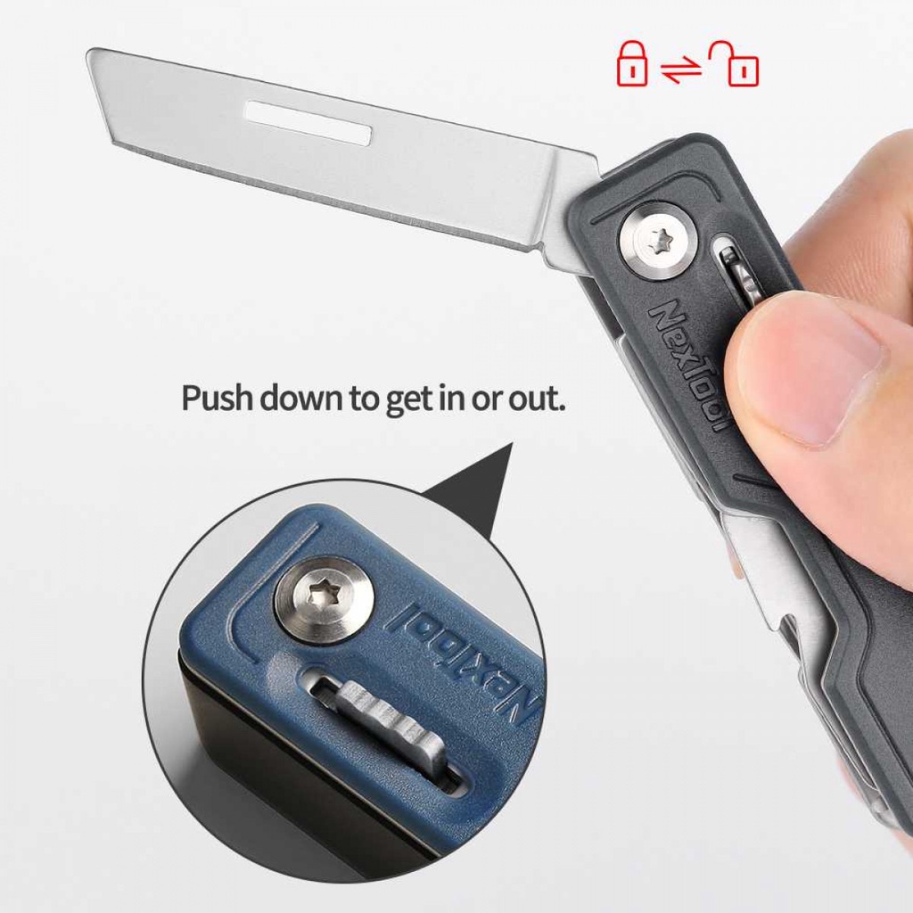 Pisau Gunting Obeng Lipat Multifungsi 10 in 1 Pocket EDC Survival Kit