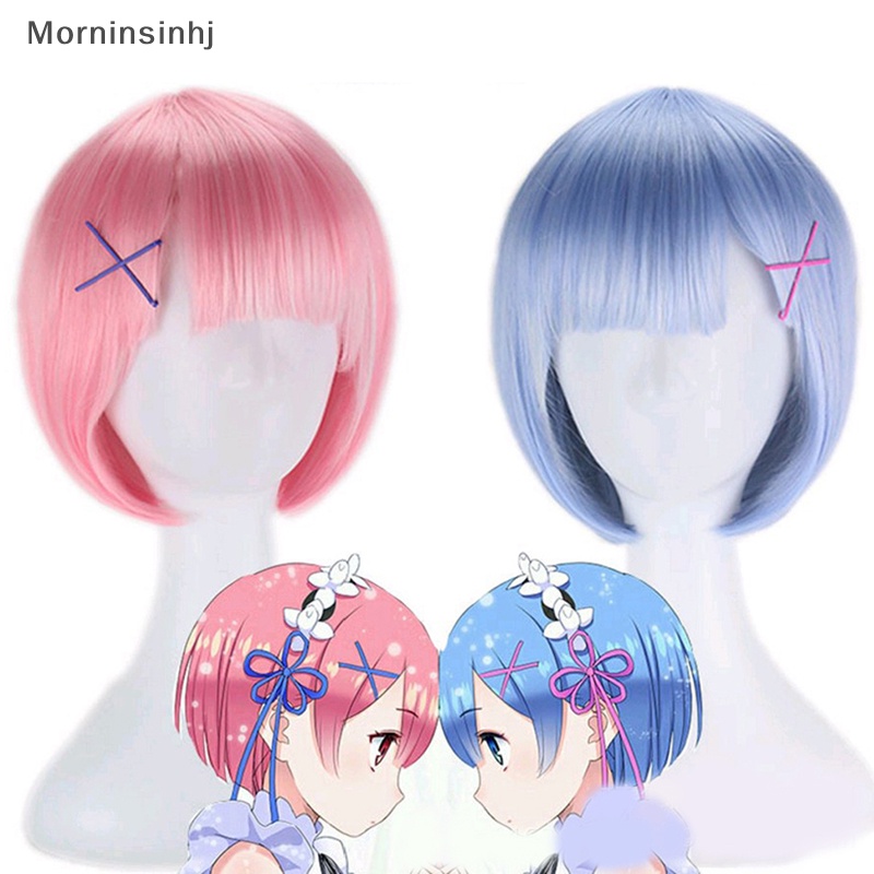 Mornin REM Cosplay Wig Atau RAM Cosplay Wig Re:Zero Starg Life In Another World Costume Play Kostum Halloween id