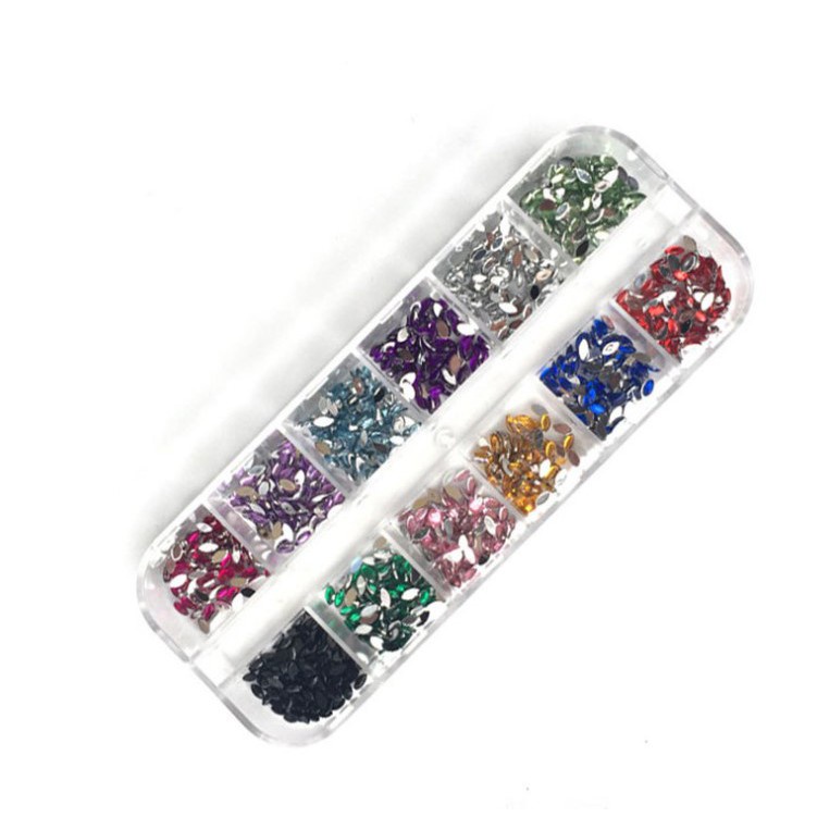 manik Bling 2mm /3mm / 4mm  Mixed Color Nail Art Tips Acrylic Manicure Nail Stickers + Case