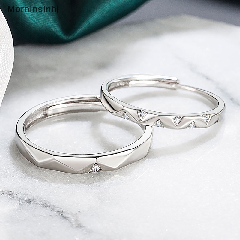 Mornin Cincin Tertanam Berlian Warna Silver Geometris Tidak Teratur Pembukaan Adjustable Finger Rings Untuk Pasangan Pecinta Perhiasan id