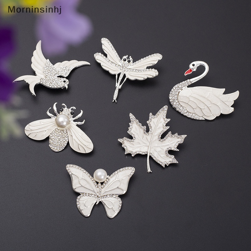 Mornin Seri Hewan Swan Bros Mutiara Kupu-Kupu Bros Untuk Wanita Aksesoris Pakaian Serbaguna Maple Bee Capung Korsase Ornamen id