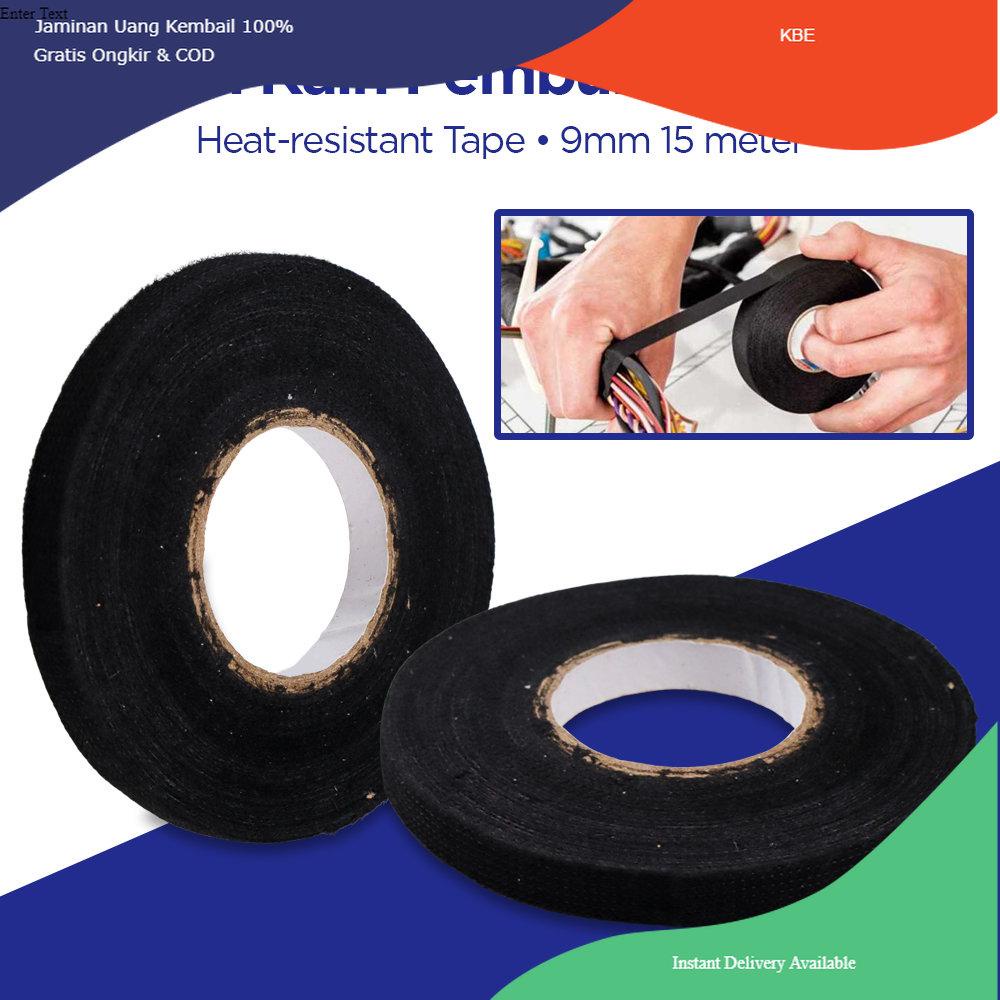 

Alat Perekat Bisturizer Lakban Kain Pembungkus Kabel Tape Heat-resistant 9mm 15M - TF12 - Black Viral