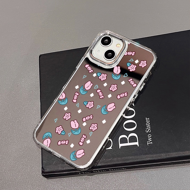 IPHONE Casing Ponsel Cermin Kelinci Dan Beruang Berkilau Lucu Kompatibel Untuk Iphone11 12 13 14 12Pro 13Pro 14Pro Pro Max XR X XS Max Electroplating Tombol Perlindungan Mirror Cover