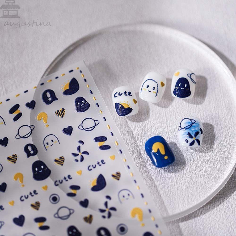 AUGUSTINA Agustina Stiker Kuku Hati Fashion Street Style Love Heart Cross Self Adhesive Nail Art Dekorasi