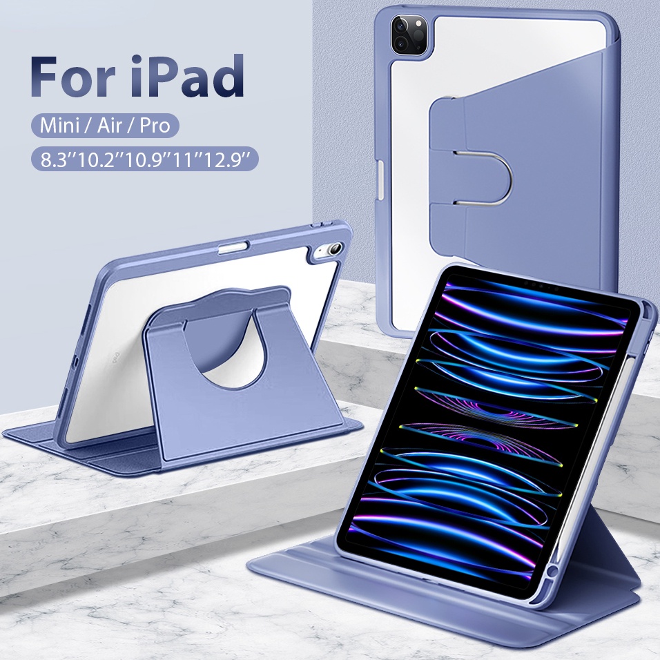 Untuk Ipad Pro 11 12.9 2022 Case2021Air5 4 Cover Untuk Ipad Mini6 10.2 8th 9 9th 10th Generasi360° Aksesoris Kerang Rotasi