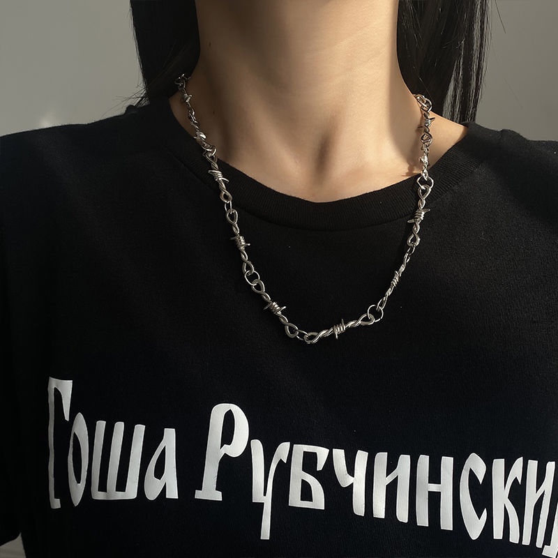 Kalung Duri Gaya Punk Eropa Amerika Trendi Hip Hop ins Gaya Keren Pria Wanita Rantai Klavikula Sweatshirt T-Shirt Chain