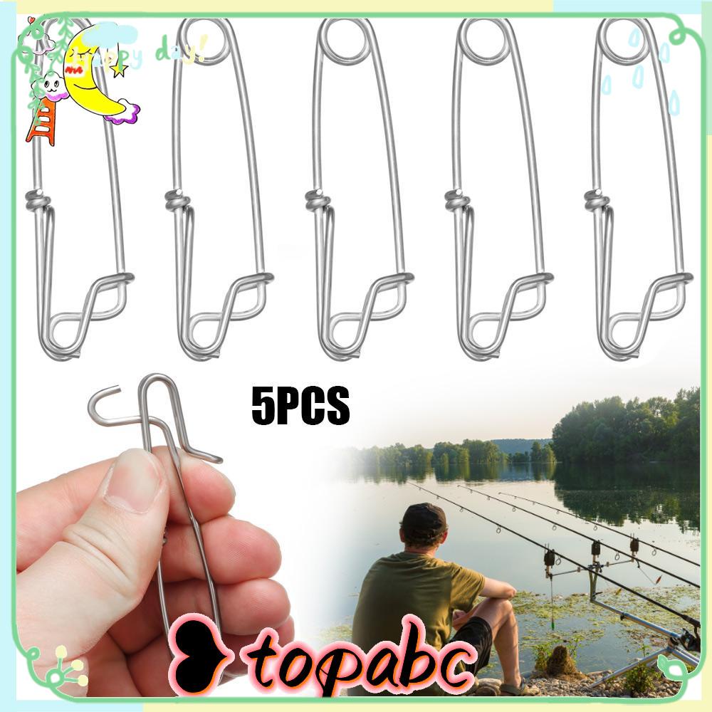 TOP 5pcs /Pack Pin Gesper Memancing Stainless Steel Fish Tackle Putar Longline Klip Mata Terbuka