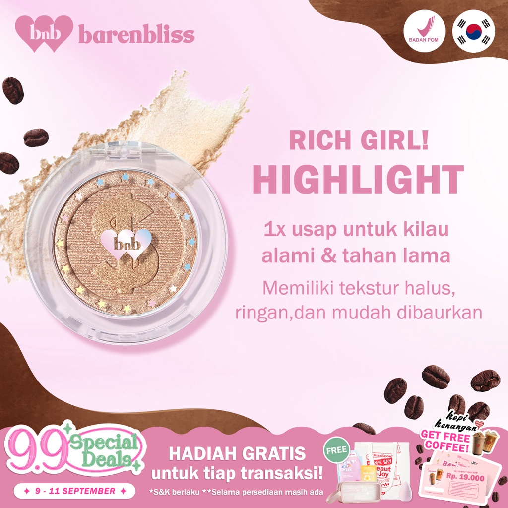 BNB barenbliss Highlight! Rich Girl in Area Kosmetik Korea Face Highlighter Powder Make Up Pigmented