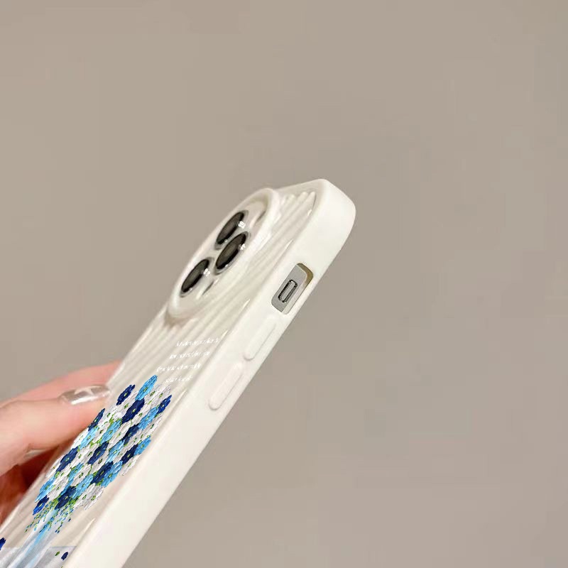 IPHONE Casing Ponsel Riak Air Bunga Biru Kompatibel Untuk Iphone11 13 12 14 Pro Max14 Plus XR X XS MAX 7Plus 8Plus 7 8 SE 2020 2022 Sarung Tahan Guncangan