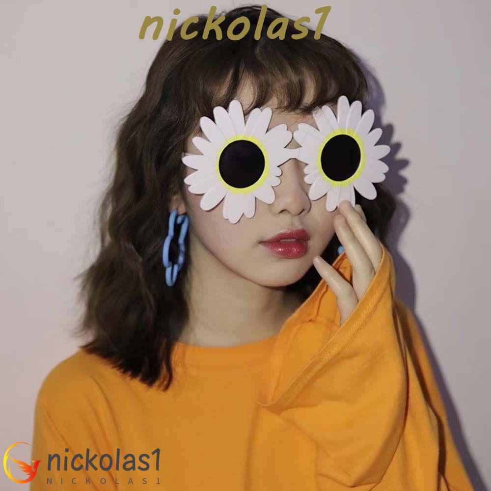 NICKOLAS1 Kacamata Bunga Kepribadian All-match Fashion Bingkai Besar Warna Aster Kacamata Cewek