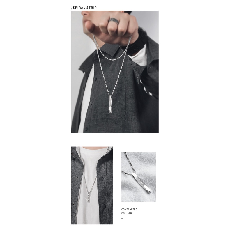 Titanium Steel Gaya Spiral Panjang Liontin Kalung Pria Trendi ins Hip Hop Wanita All-Match Sederhana Keren Gaya Sweatshirt Sweater Rantai