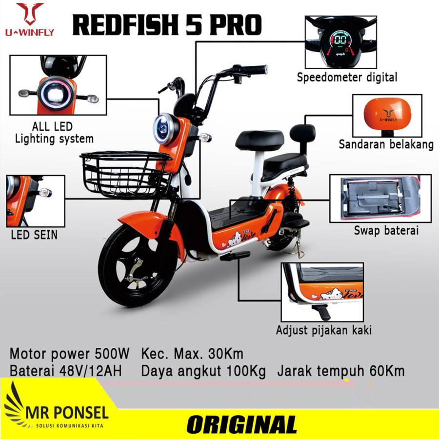 SEPEDA LISTRIK RED FISH 5 PRO RF5 PRO RF 5+ UWINFLY REDFISH 5 PRO