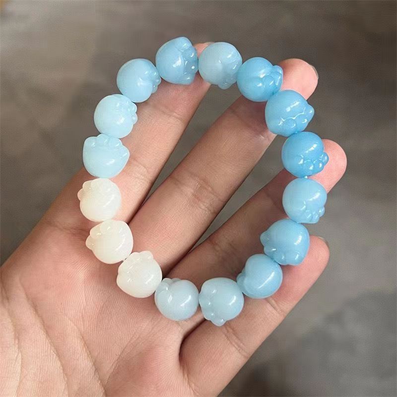 Super Cute~Fat Huhu Gradien Kitten Claw Beaded Bracelet Perempuan2023Gaya Baru Lembut Jari Siswa Perempuan Piring Bermain