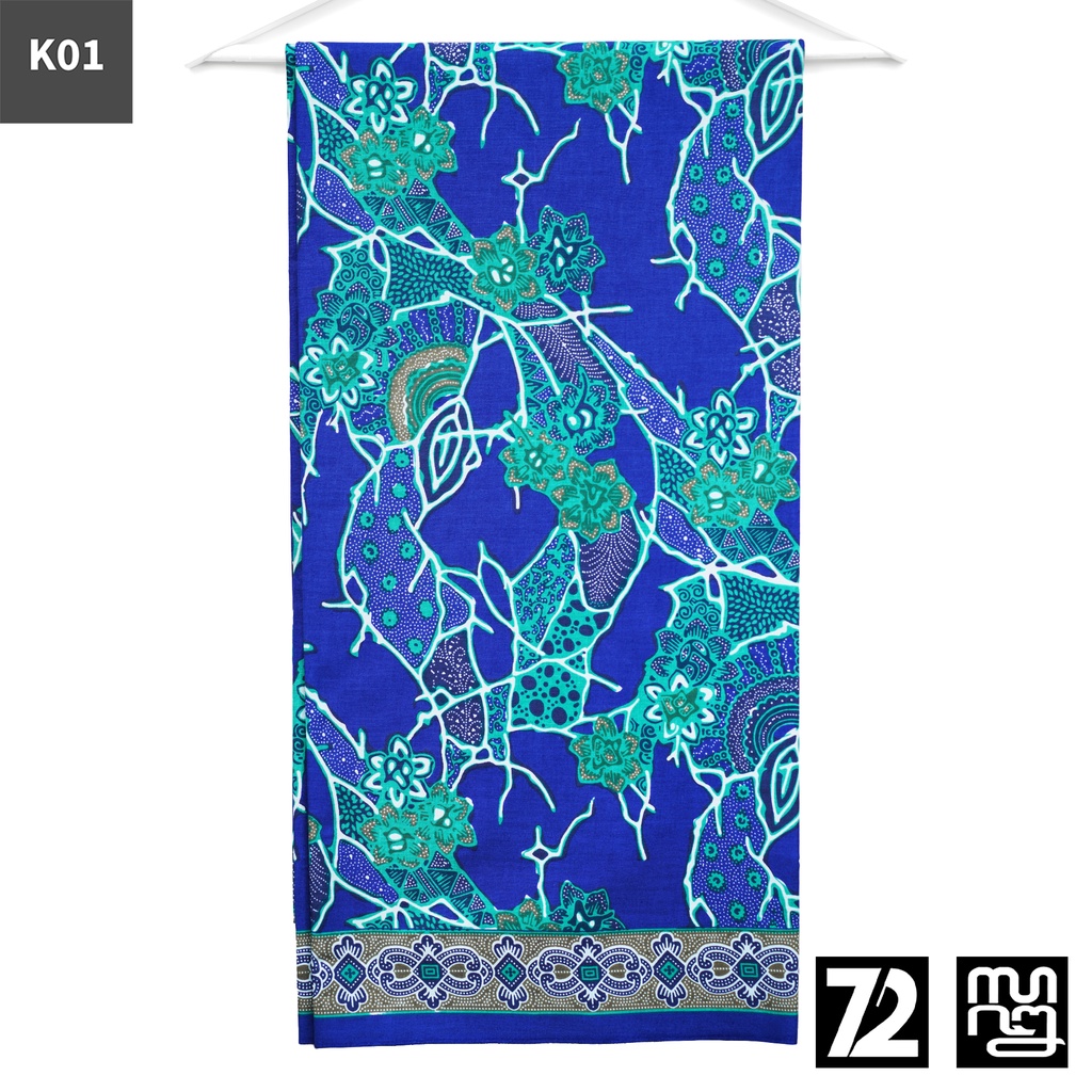 KAIN BATIK KATUN Premium Motif Kembang Warna Biru 723909 Cap 72