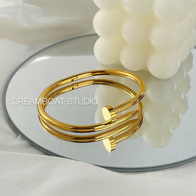 Baja Titanium 18K Emas Gelang Colorfast Fashion Sederhana Gelang Aksesoris Hadiah