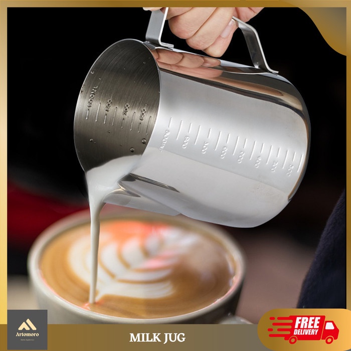 Milk Jug 600 ml CC SKALA UKUR steamer pitcher susu cangkir latte art - 1000 ML
