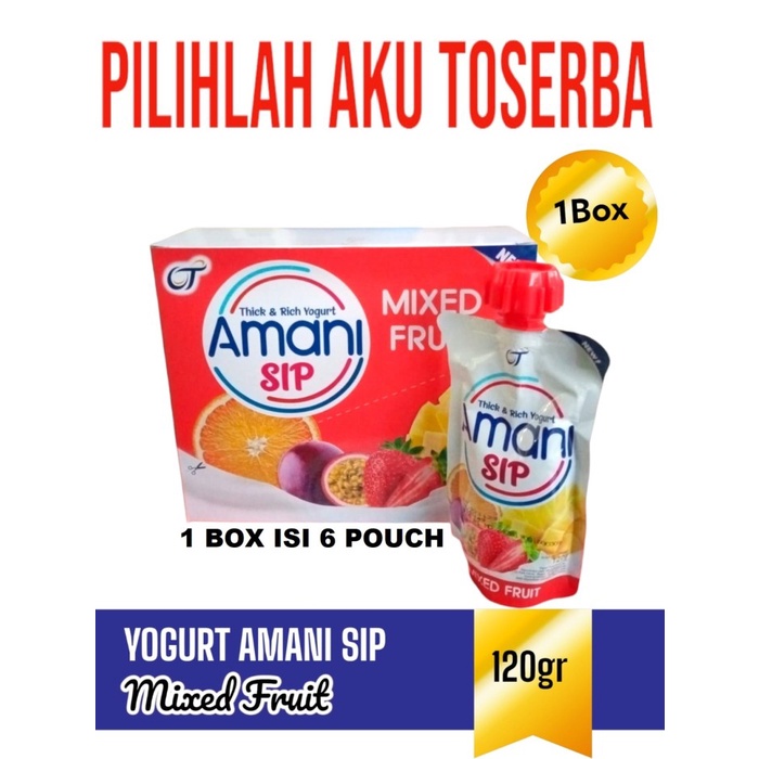 AMANI SIP Yogurt Drink MIXED FRUIT 120 gr - (HARGA 1 BOX isi 6 pouch)