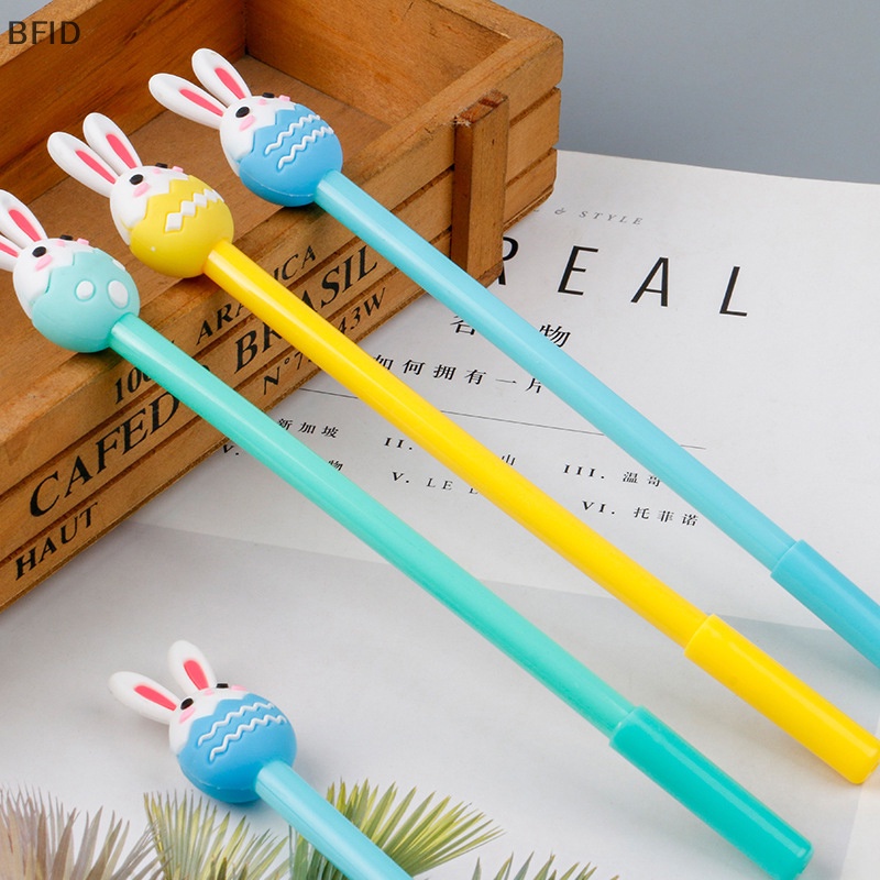 [BFID] 3pcs Kawaii Easter Day Egg Bunny Gel Pen Cute Rabbit Signat Pen 0.5mm Hitam Pena Netral Alat Tulis Kantor Sekolah [ID]