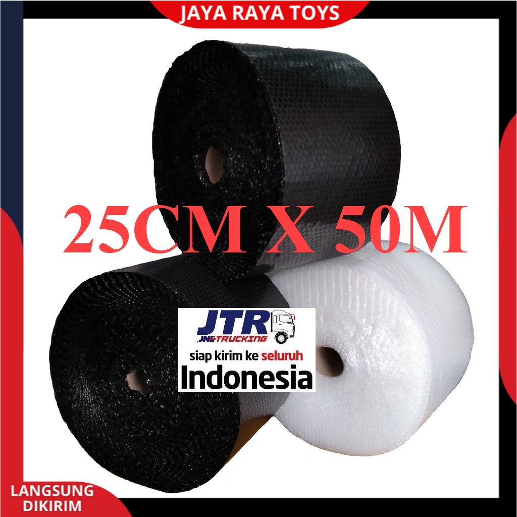 Bubble Wrap Roll 25CM X 50Meter Hitam Bening Berkualitas Expedisi Cargo