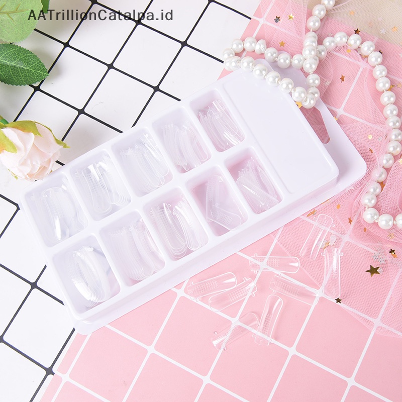 100pcs quick building poly gel bentuk kuku cetakan tip extension dual alat nail art dalika