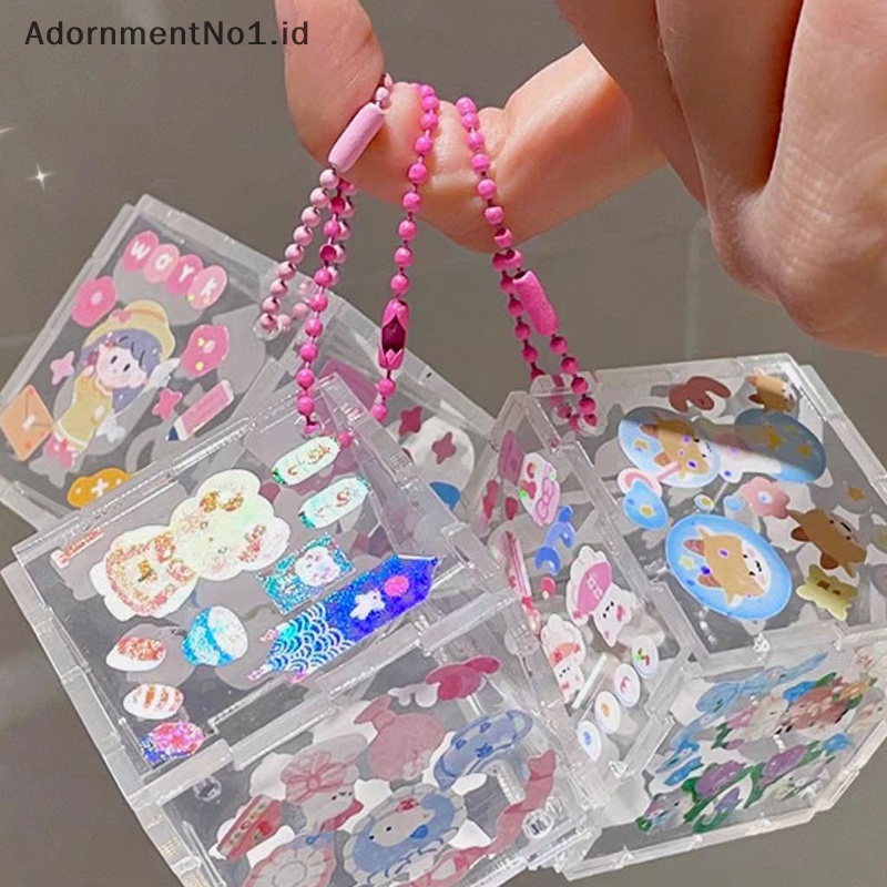 [AdornmentNo1] 3d kubus transparan akrilik gantungan kunci liontin DIY kreatif kunci cincin tas Ch liontin Lanyard aksesoris untuk hadiah siswa