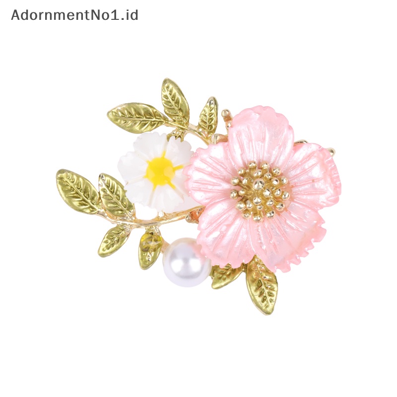 [AdornmentNo1] Sakura bunga bros untuk wanita 2-warna paduan mutiara romantis Peach-blossom pesta kantor bros Pin hadiah