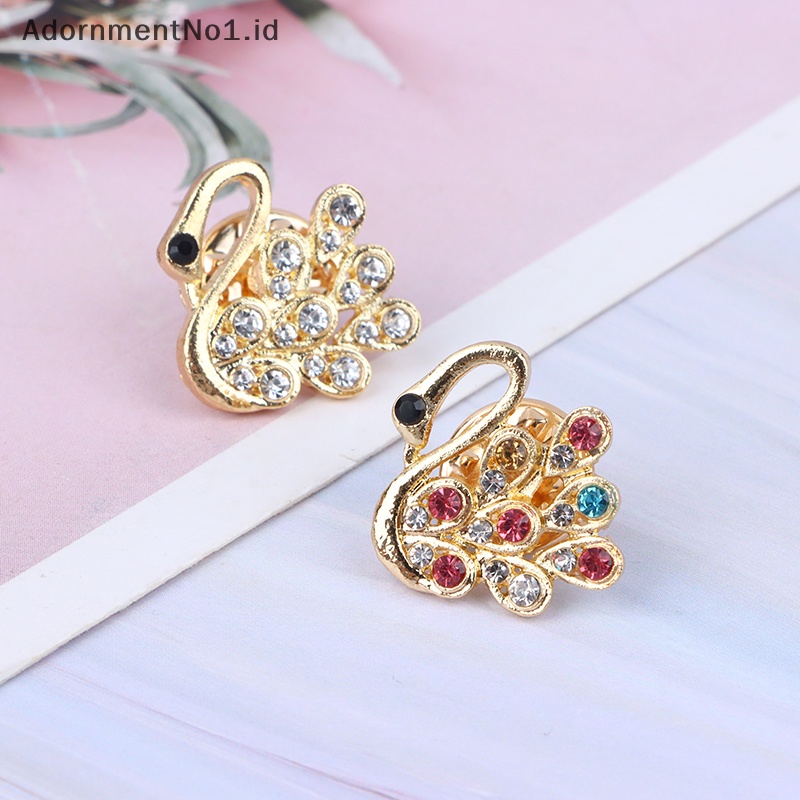 [AdornmentNo1] Berlian imitasi Swan bros untuk wanita hewan Pin elegan pernikahan aksesoris jas perhiasan High Quality