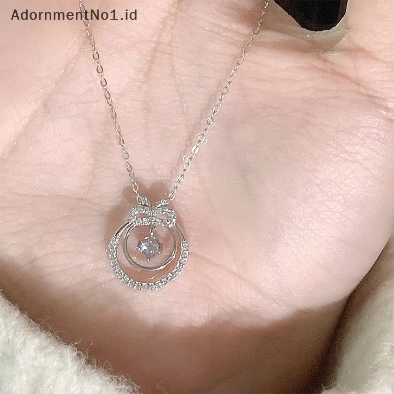 [AdornmentNo1] Kristal mengkilap ikatan simpul bulat berongga kalung Exquisite rantai klavikula Fashion kalung untuk wanita trendi Aesthetic perhiasan