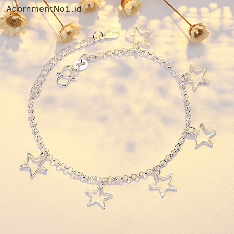 [AdornmentNo1] Gelang warna Silver untuk wanita Pentagram pesona rantai tangan Link Orignal Fashion Jewelry