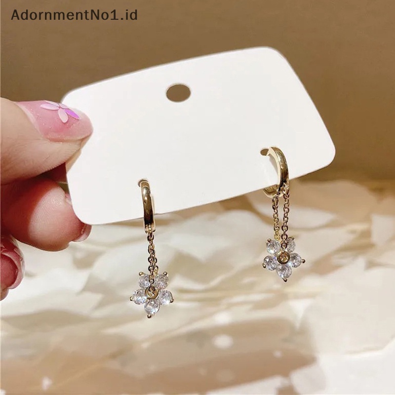 [AdornmentNo1] Korea berlian imitasi elegan bunga anting Hoop untuk wanita perempuan Fashion rantai logam Boucle Oorbellen harian perhiasan hadiah