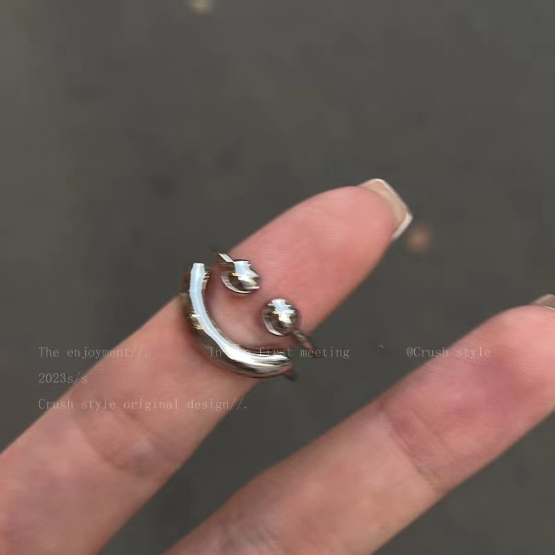 Ifyou Fashion Smile Cincin Untuk Wanita Perak Logam Rings Perhiasan Aksesoris