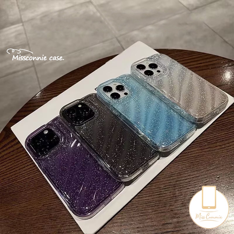 Casing Kartu Laser Warna Gradien Mewah Kompatibel Untuk IPhone 7 8 6S 6 Plus X XR XS Max 11 13 14 12 Pro Max SE 2020 3D Pola Korugasi Stereo Fantasi Berbintang Langit Penutup Lembut