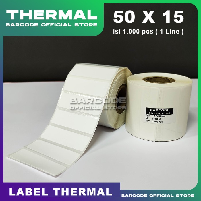 

LABEL BARCODE 50 X 15 KERTAS STICKER THERMAL 50x15 mm (1000 pcs) PST79