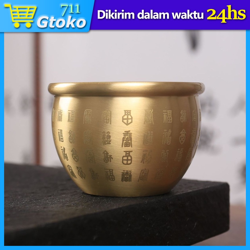 Mangkok Fengshui Cina Emas Fu Mangkuk Feng Shui Kuningan Tradisional Cina Bowl