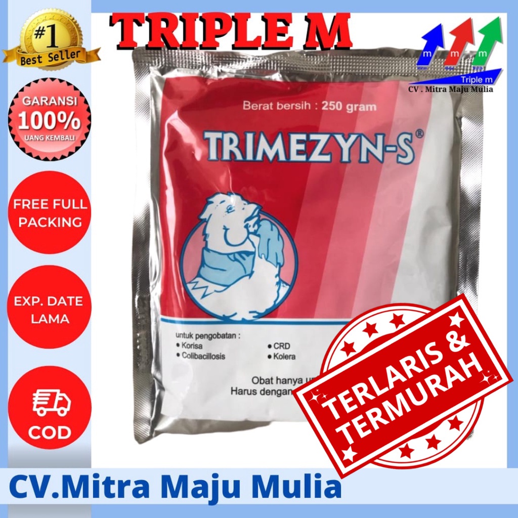 Trimezyn S 250gr (obat CRD , KORISA , KOLERA , COLI , PULLORUM) Medion