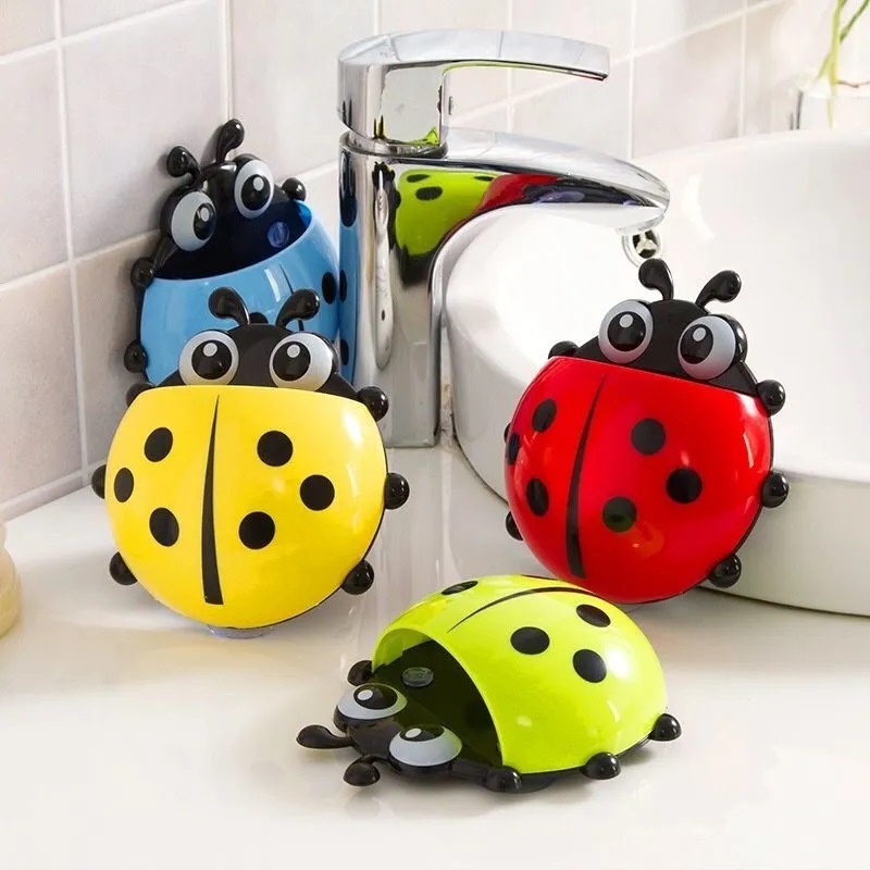 02-Tempat Sikat Gigi Odol Kumbang Lady Bug Toothbrush Holder Viral