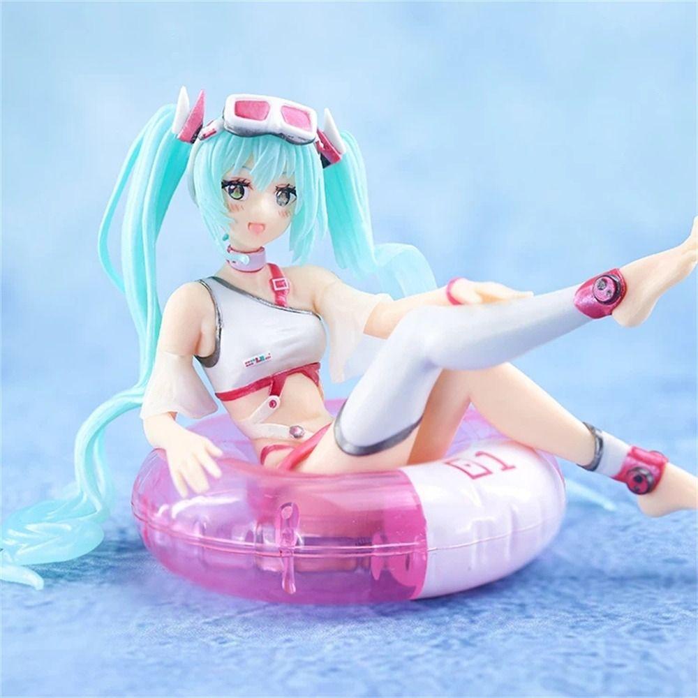 AUGUSTINA Elaina Action Figure, Aqua Float Hatsune Miku Figure, Mainan Koleksi Gadis Patung Baju Renang Patung Duduk Renang Cincin Rem Anime Figure Untuk Mainan Koleksi