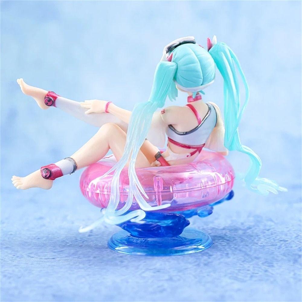 AUGUSTINA Elaina Action Figure, Aqua Float Hatsune Miku Figure, Mainan Koleksi Gadis Patung Baju Renang Patung Duduk Renang Cincin Rem Anime Figure Untuk Mainan Koleksi