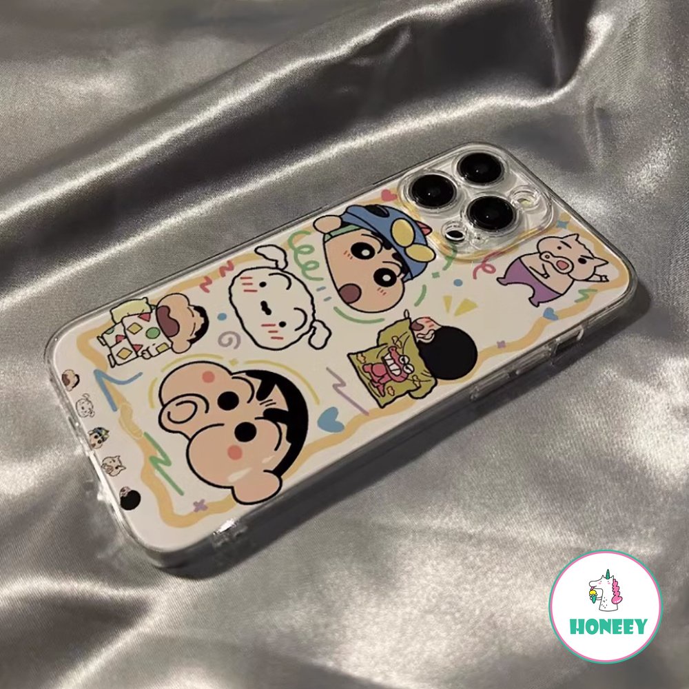 Anime Cute Crayon Shin-chan Soft Clear Case Untuk iPhone 14 Pro 13 12 11 Pro Max XR XS X8 7 Plus Silikon Shockproof Cover Shell